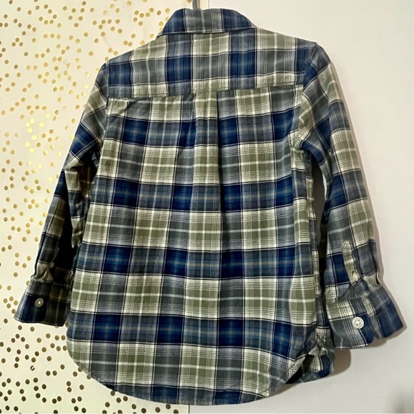 GAP Toddler Plaid Dress Button Down Shirt in Blue and Green size 4T - Picture 2 of 5